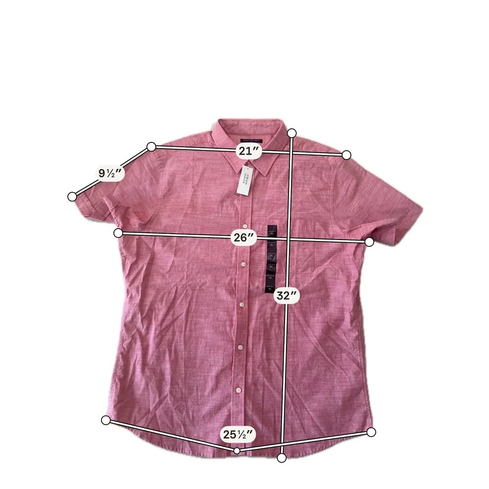 Banana Republic Mens XL Red Short Sleeve Cotton Button Down Shirt NWT